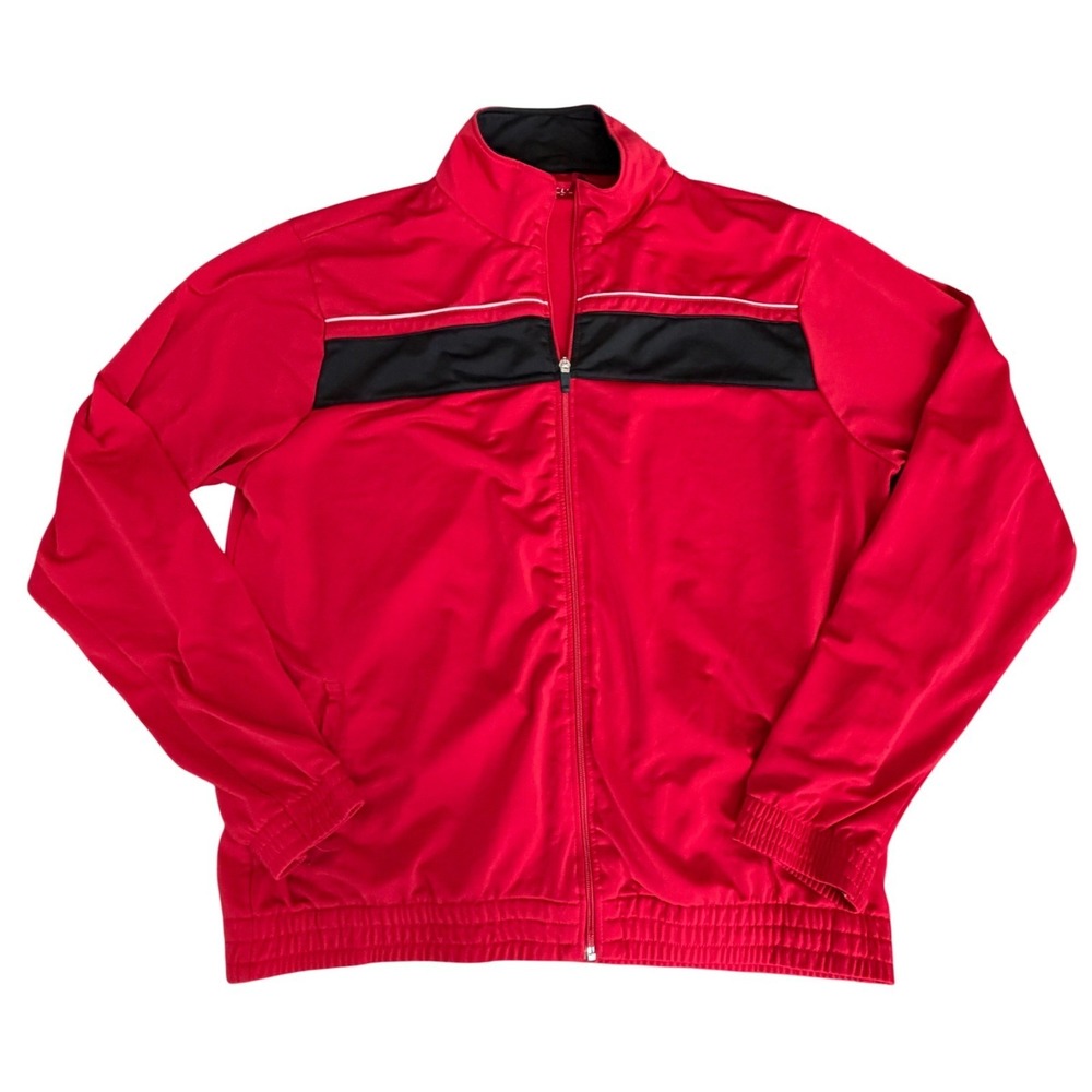 BCG Track Jacket Red Black White Stripe Full Zip Athletic Mens XL Athleisure